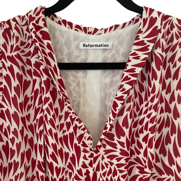 Reformation Alisa Heart Love Red and White Sundress with Flutter Sleeves NWT - Picture 7 of 16